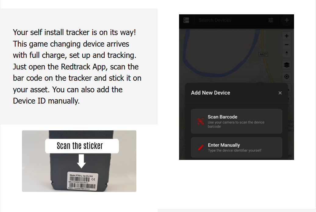 registering pt-60 battery gps tracker to redtrack app